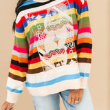 Multi Striped QOS Card Logo Sweater | Queen Of Sparkles