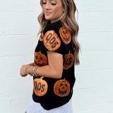 Black & Orange Metallic Pumpkin Tee