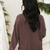 Waffle Knit V-Neck Pullover | Mauve