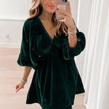 Portia Velvet Mini Dress | Uncut Emerald