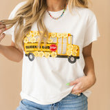 White & Yellow Sequin Flower School Bus Tee | Queen Of Sparkles