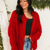 Rory Button Up Cardigan | Red
