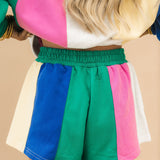 Multi Colorblock Stripe QOS Sparkle Short | Queen Of Sparkles