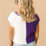 Gameday Cropped Sweater | Purple White