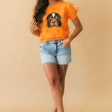 Licensed Tennessee Mascot Scattered Jewel Feather Short Sleeve Sweater | Queen Of Sparkles