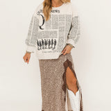 White & Black 'Queen Of News' Sweatshirt | Queen Of Sparkles