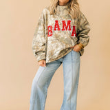 Licensed Bama Mockneck Camo Sweatshirt | Queen Of Sparkles