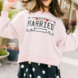 Pale Pink Rhinestone 'Just Married' Sweatshirt | Queen Of Sparkles