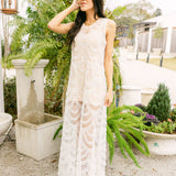 White Lace & Sequin Sheer Midi Dress/Coverup | Queen Of Sparkles