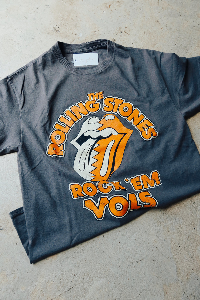 ROCK EM VOLS THRIFTED TEE | CHARCOAL