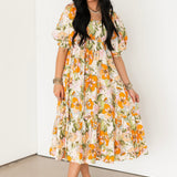 Poppy Puff Sleeve Midi Dress