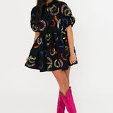 Black Rainbow 'Derby Queen' Horse Shoe Cotton Tie Dress | Queen Of Sparkles