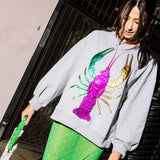 Grey Mardi Gras Oversized Crawfish Sweatshirt