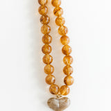 Kaiden Chunky Beaded Heart Necklace | Mocha