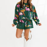 Dark Green Multi Bird Sweatshirt | Queen Of Sparkles