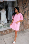 SEQUIN SHIRT DRESS | PINK