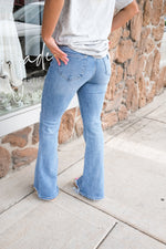 HIGH RISE DISTRESSED FLARES | LIGHT