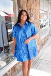 COLLARED SEQUIN DRESS | BLUE