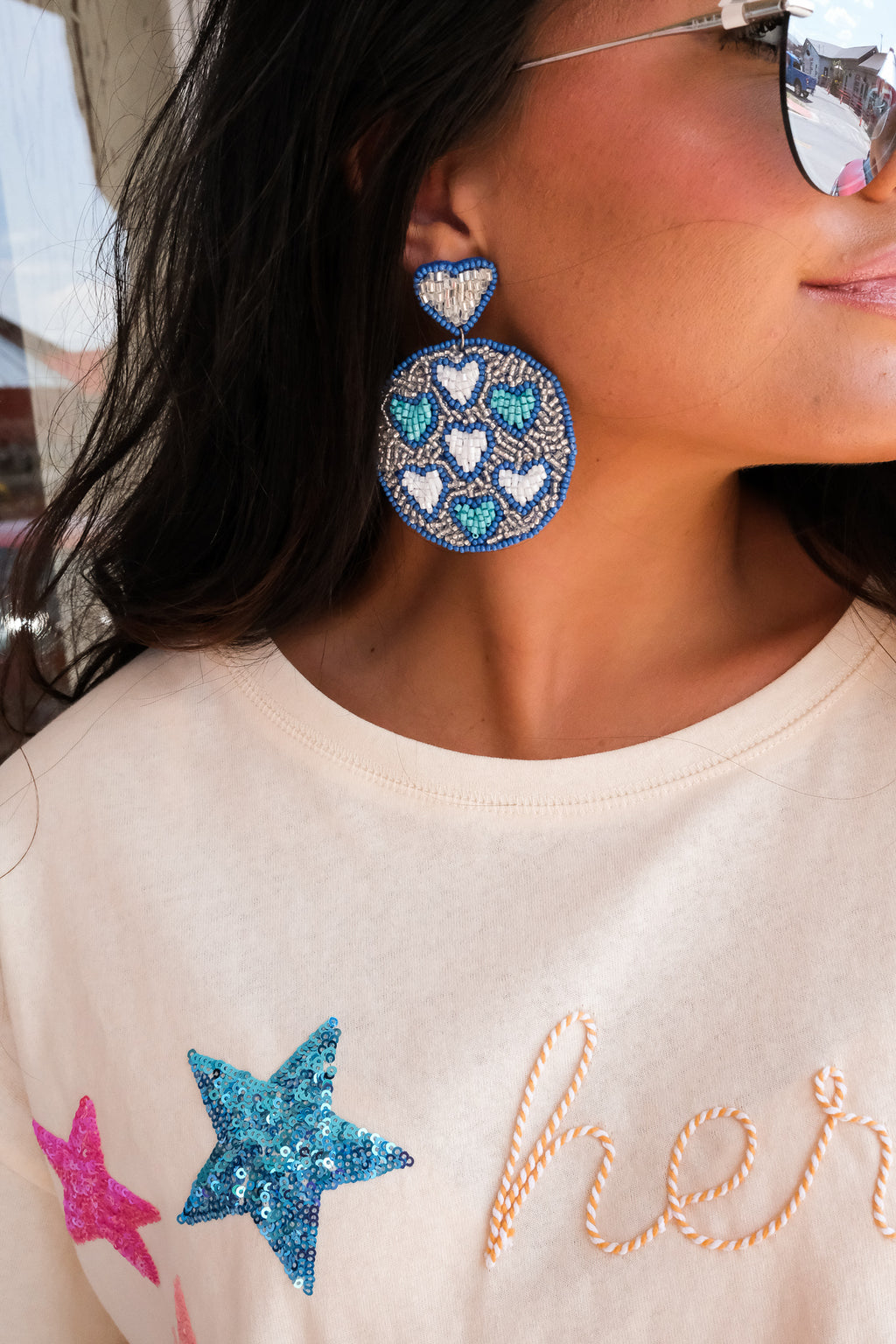 MUCH LOVE | BLUE SEED BEAD EARRINGS