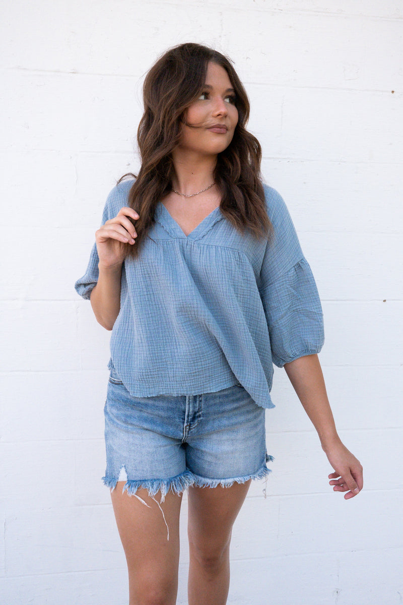WRAP HER UP TOP | DENIM