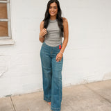 Seamed Front Wide Leg Jeans | Vintage Indigo