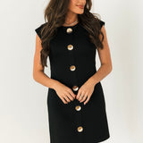 Blair Button Mini Dress | Black