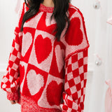 Colorblock Hearts Sweater