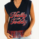 Licensed Ole Miss 'Hotty Toddy'  Feather Bottom Tank Sweater | Queen Of Sparkles