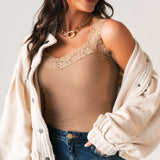 Fallen For Lace Tank | Almond