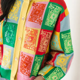 Multi Colorblock Logo Button Up Cardigan | Queen Of Sparkles