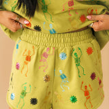 Lime Green Multi Skeleton Short | Queen Of Sparkles
