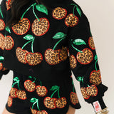 Black Leopard Cherry Sweatshirt | Queen Of Sparkles