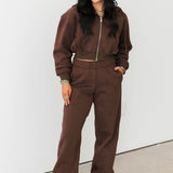 Cozy Fleece Cropped Hoodie | Espresso