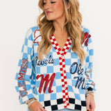 Licensed Ole Miss Checkered Team Icons Cardigan | Queen Of Sparkles