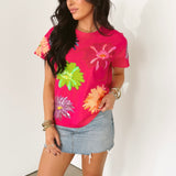 Hot Pink Multi Flower Tee | Queen Of Sparkles