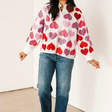 White Multi Rhinestone Hearts Button Up Cotton Top | Queen Of Sparkles