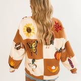 Brown & Ivory Checkered Fall Icon Sweatshirt | Queen Of Sparkles