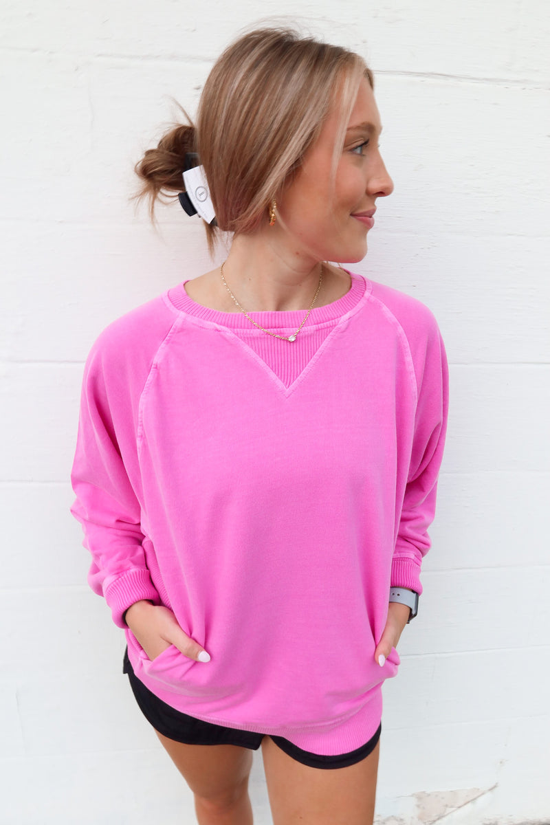 FRENCH TERRY PULLOVER | HOT PINK