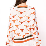 Licensed Texas Knit In Mascot Rhinestone Cardigan | Queen Of Sparkles