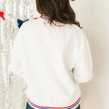 White Fruit USA Flag Sweatshirt | Queen Of Sparkles