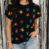Black Multi Spiders Tee | Queen Of Sparkles