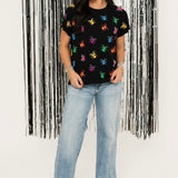 Black Multi Spiders Tee | Queen Of Sparkles