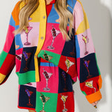 Multi Checkered Cosmo Button Up Sweater | Queen Of Sparkles