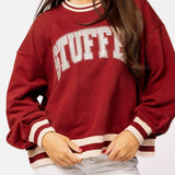 Maroon & Ivory Rhinestone 'Stuffed' Sweatshirt | Queen Of Sparkles