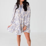 Floral V-Neck Mini Dress | Ecru