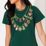 Bright Green Christmas Necklace Tee Dress | Queen Of Sparkles