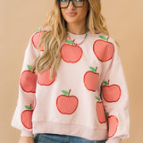 Light Pink & Red Gingham Apple Sweatshirt | Queen Of Sparkles