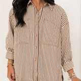 Striped Button Down Shirt | Brown
