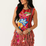 Rainbow Floral Knit Fringe Tank Dress | Queen Of Sparkles