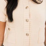 Button Up Sweater Top | Cream